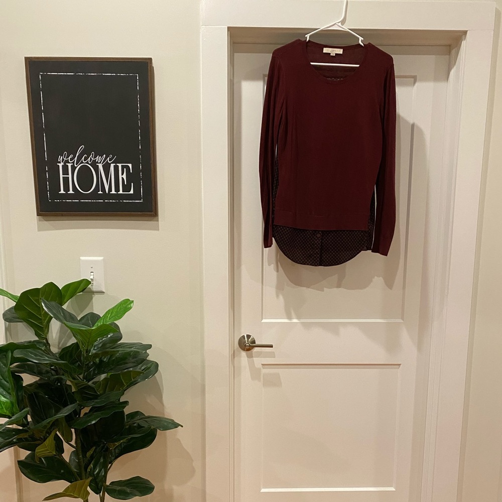 Loft, Long-sleeve top with pattered underlay